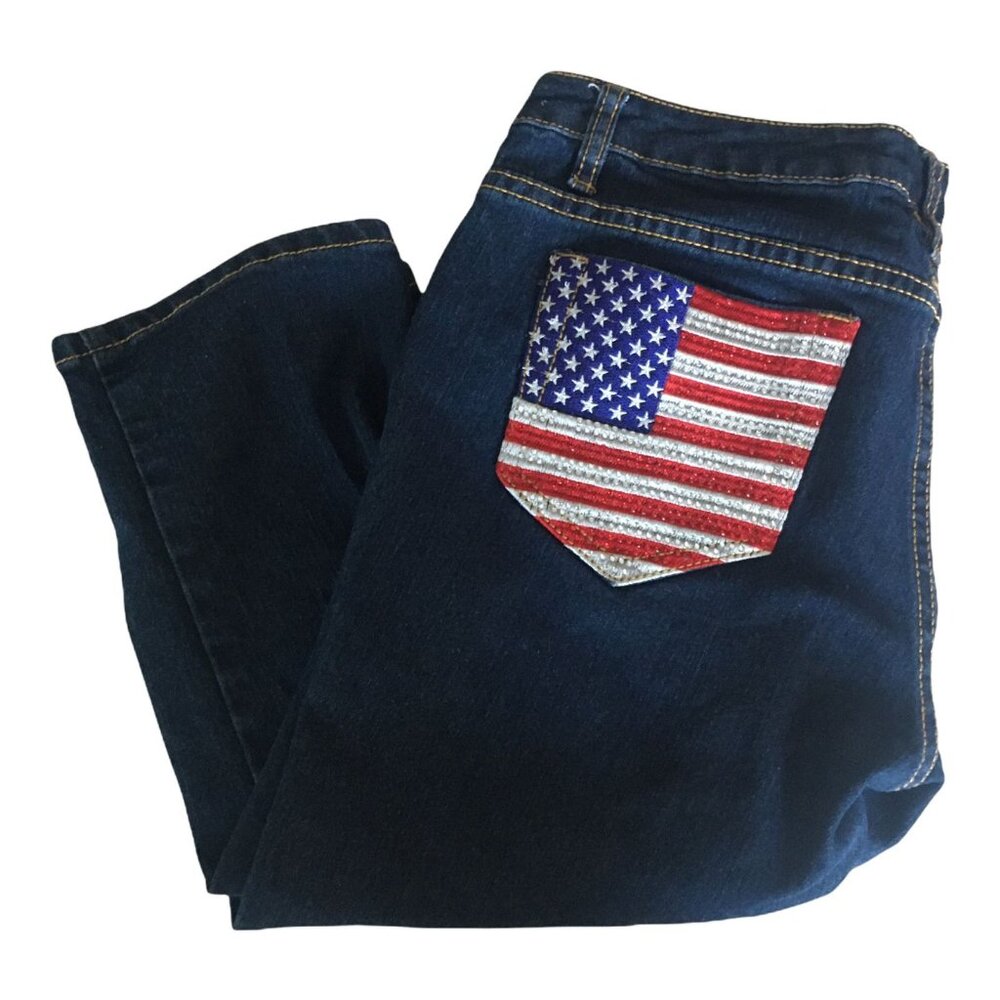 Coogi Capris Jeans Junior Size 11 12 American Flag Pockets - Picture 3 of 12